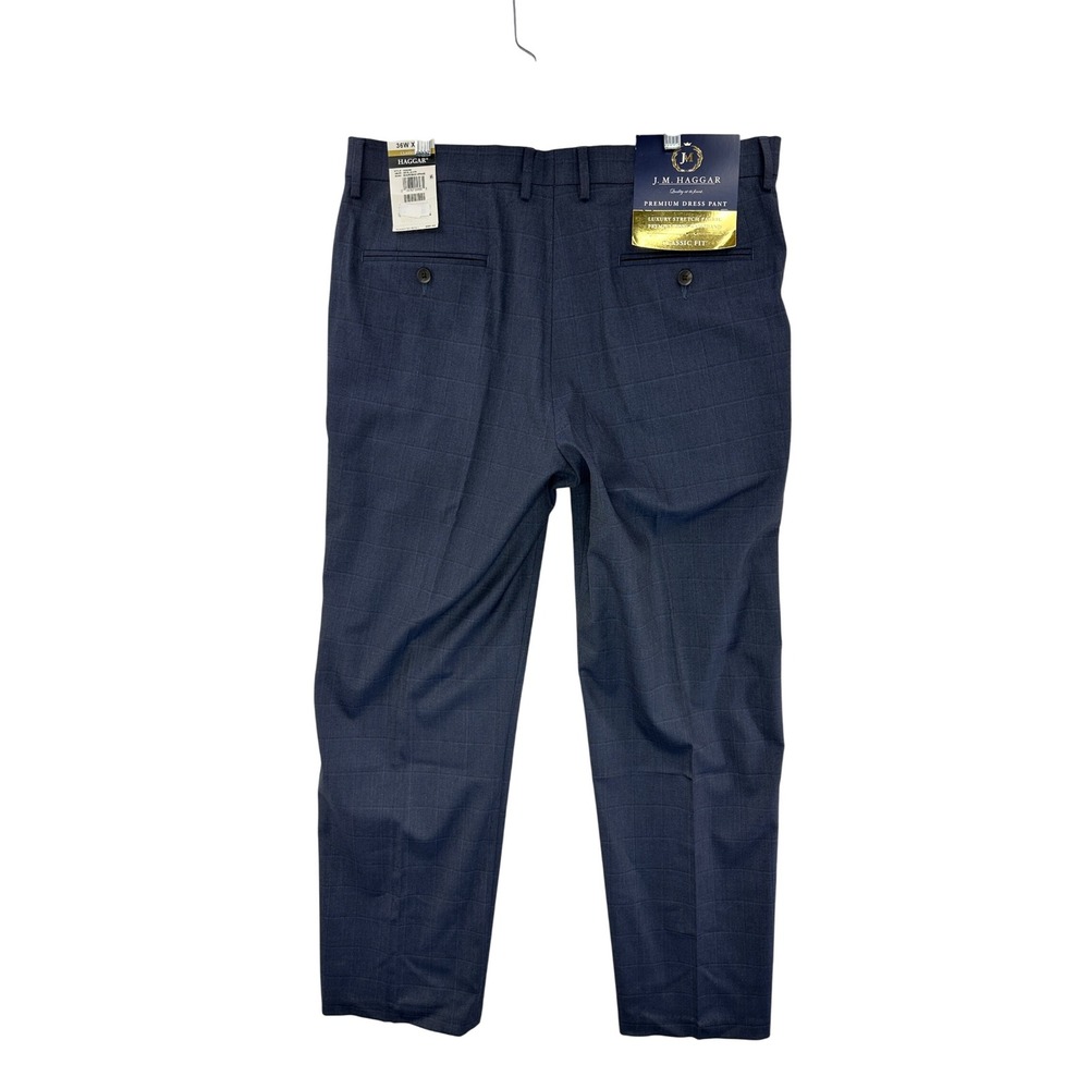 JM Haggar Mens‎ Premium Dress Pants Classic Fit Sharkskin Blue W36 L30